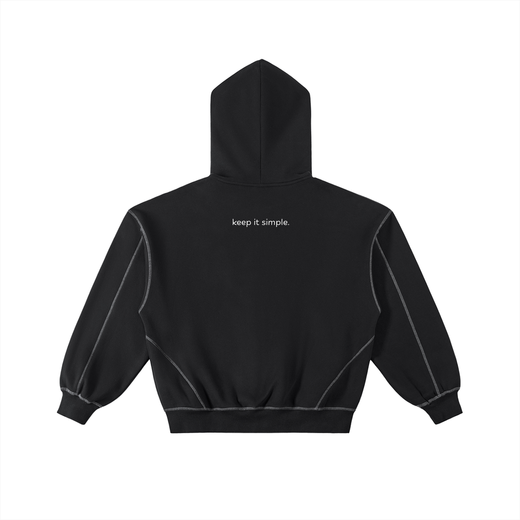 blank. contrast-stitched boxy fleece zip hoodie