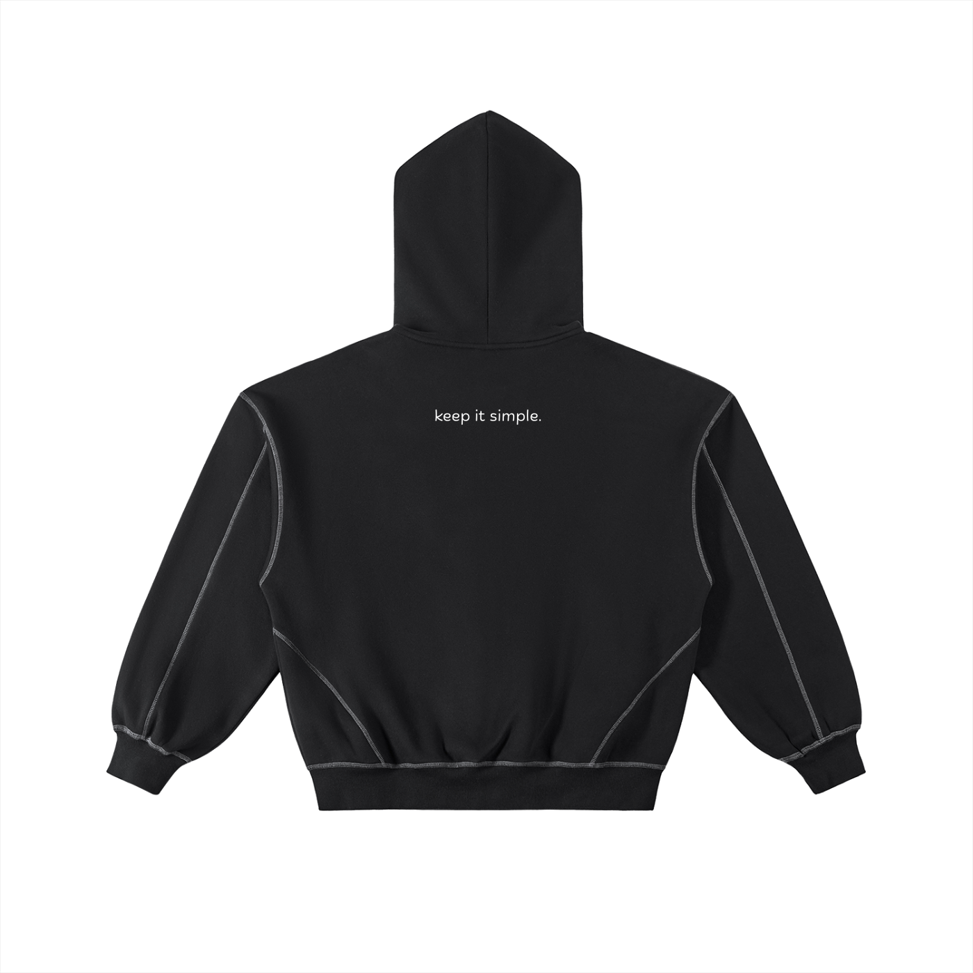 blank. contrast-stitched boxy fleece zip hoodie