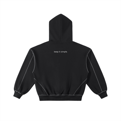 blank. contrast-stitched boxy fleece zip hoodie