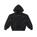 blank. contrast-stitched boxy fleece zip hoodie