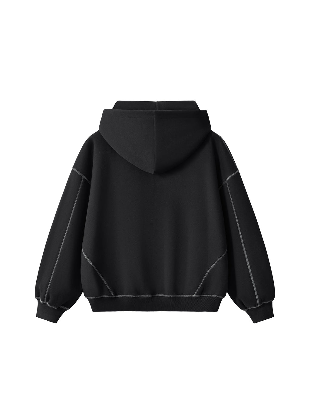 blank. contrast-stitched boxy fleece zip hoodie