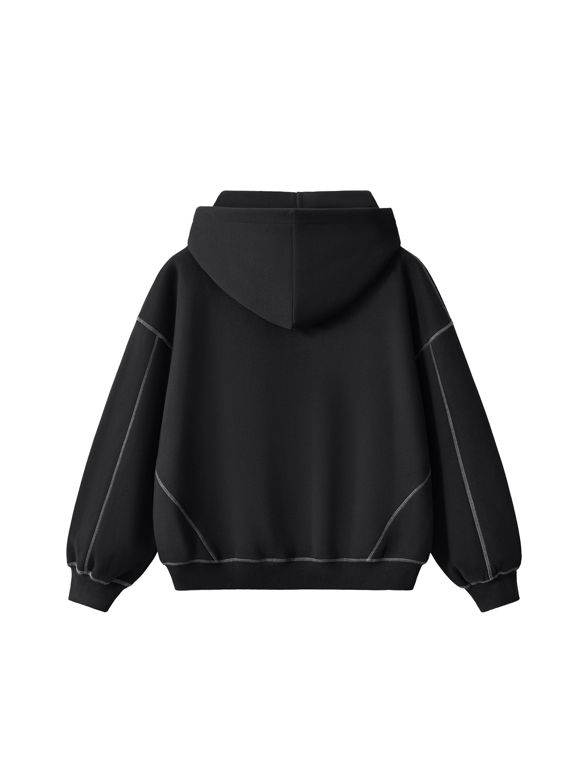blank. contrast-stitched boxy fleece zip hoodie